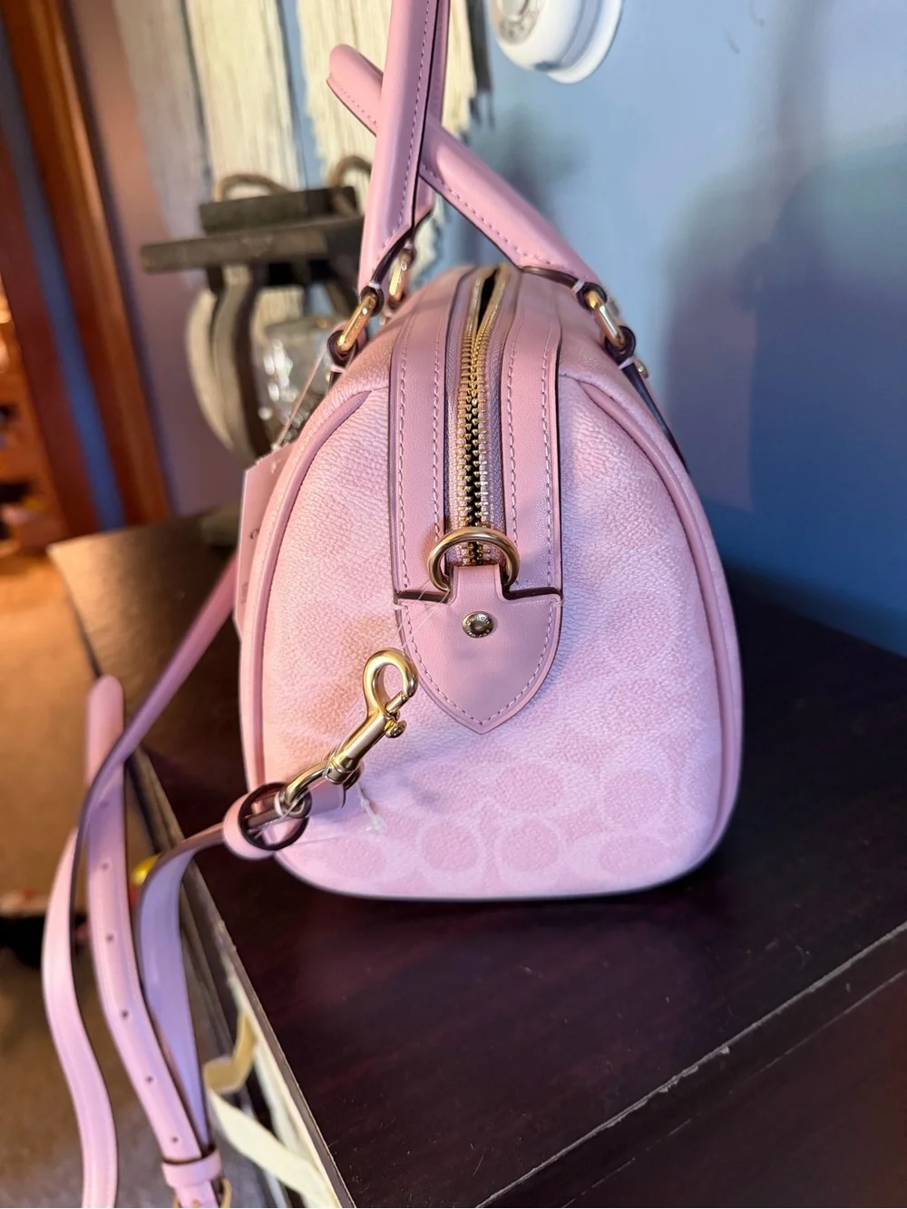 Coach Pink Signature Satchel and Matching Wristlet Set